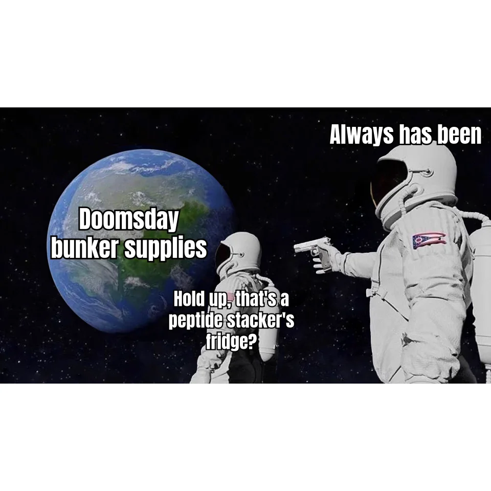 Always Has Been: Bunker Edition — The prepper and the peptide stacker have been buying from the same supplier this whole time.