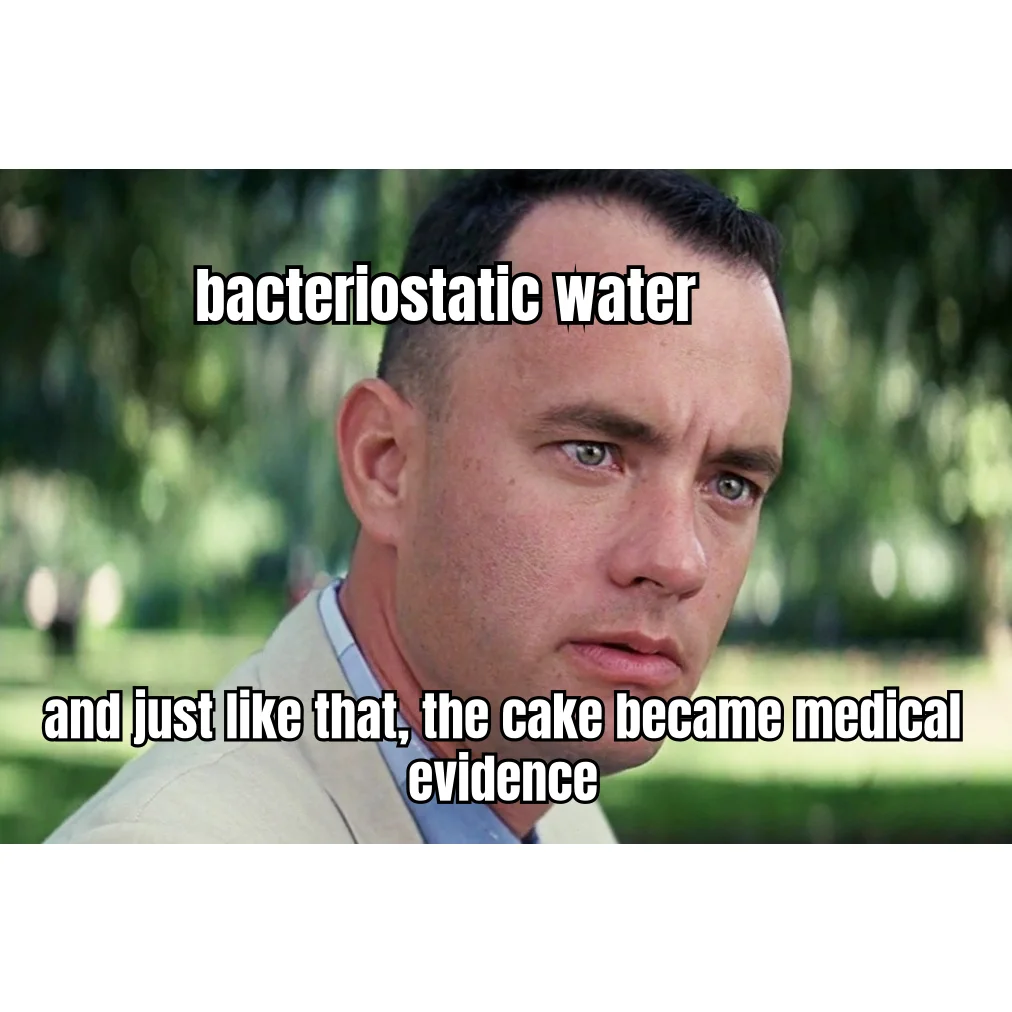Cake As Clinical Documentation — The moment a vial of bacteriostatic water enters the fridge, every household object becomes part of the protocol.
