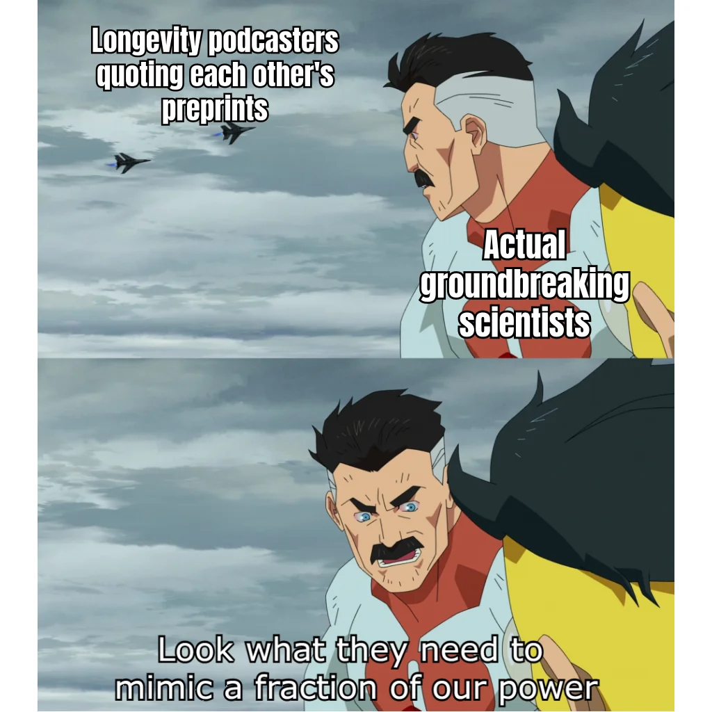 Citation Incest, 3-Hour Format — Four longevity bros, twelve podcasts, one preprint citing itself across the network until it achieves the structural integrity of evidence.