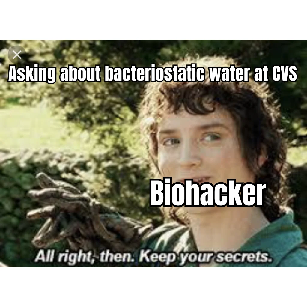 Keep Your Secrets, Bac Water — The pharmacist scans it without flinching. The biohacker exhales. Nobody needs to know what the 30mL vial is for.