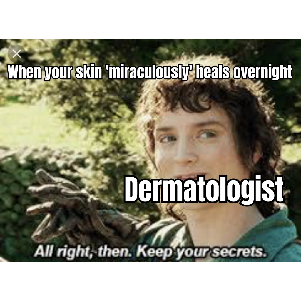 Keep Your Secrets, Copper Boy — The dermatologist knows. The vial-shaped bulge in your shirt pocket told her everything.