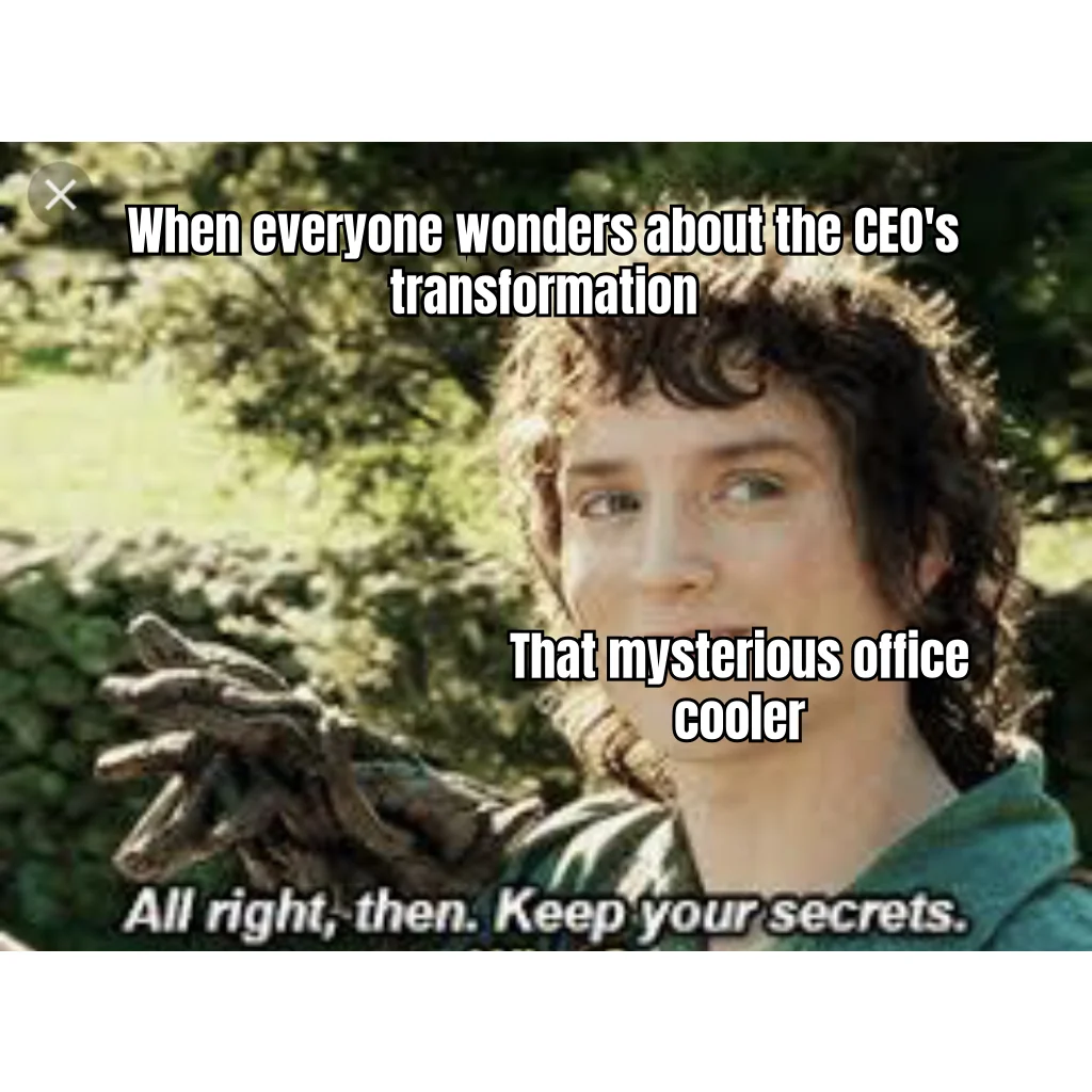 Keep Your Secrets, Corner Office — The board credits Pilates. The trainer credits creatine. The insulated bag under the standing desk says nothing.