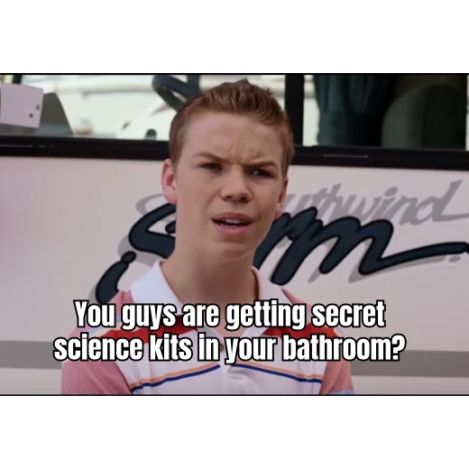 Medicine Cabinet Disclosure Event — Friend opens your bathroom expecting Tylenol, encounters a fully equipped reconstitution lab and a quiet existential crisis.