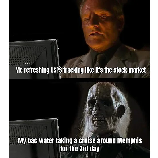 Memphis Distribution Center Purgatory — Man ages a full decade F5-ing USPS tracking while 30mL of bacteriostatic water tours the Mid-South on its own timeline.