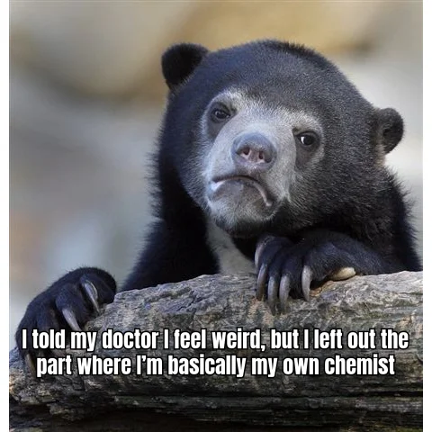 Patient History: Redacted — He came in complaining of fatigue and brain fog. He did not mention the 14-vial reconstitution station in his kitchen.