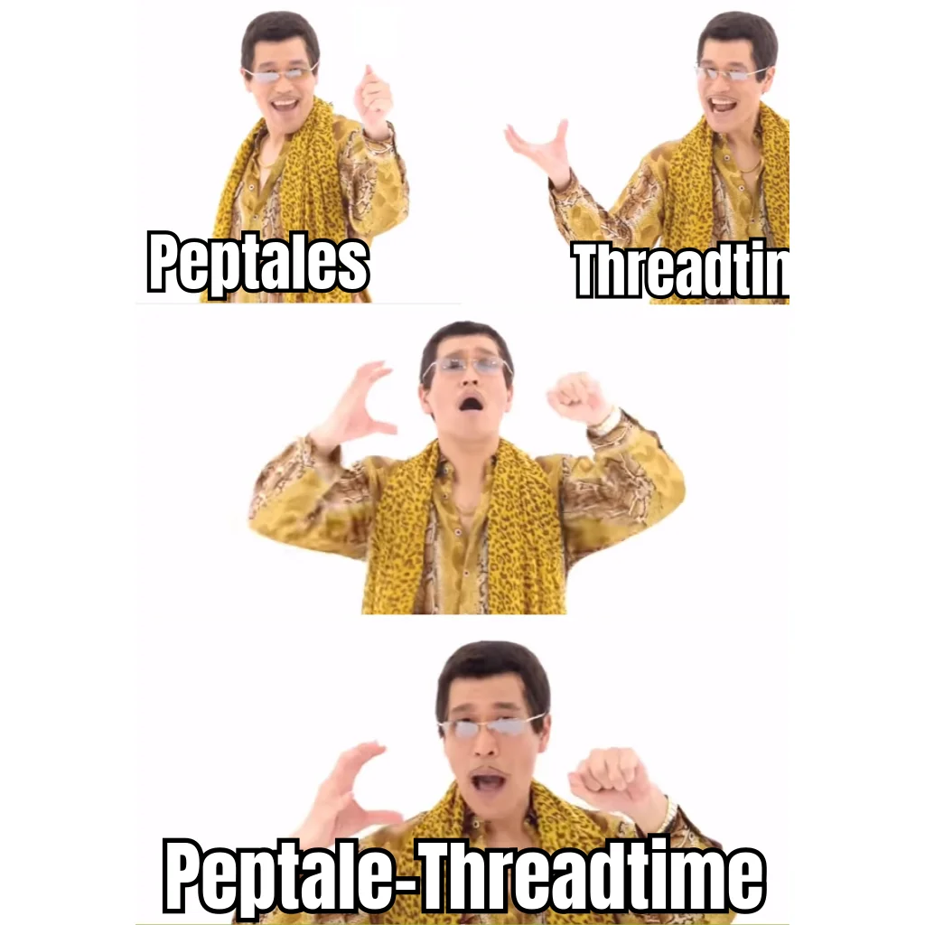 Peptale-Threadtime — Dad voice unchanged between 'Goodnight Moon' and a 47-reply thread on subq rotation sites.