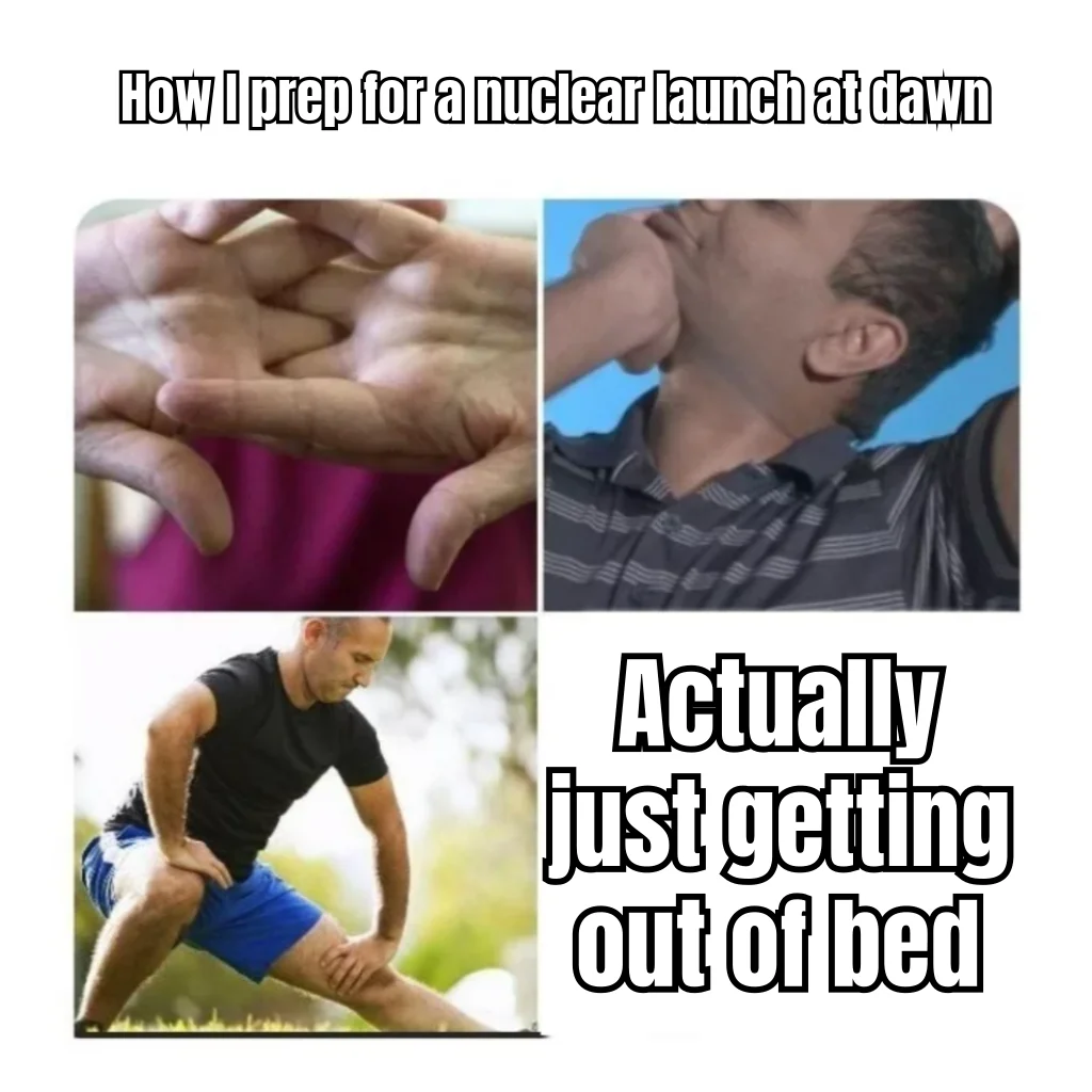Pre-Dawn Launch Protocol — Cracking knuckles, neck rolls, and a lunge stretch — not for war, just to get vertical before the first injection of the day.