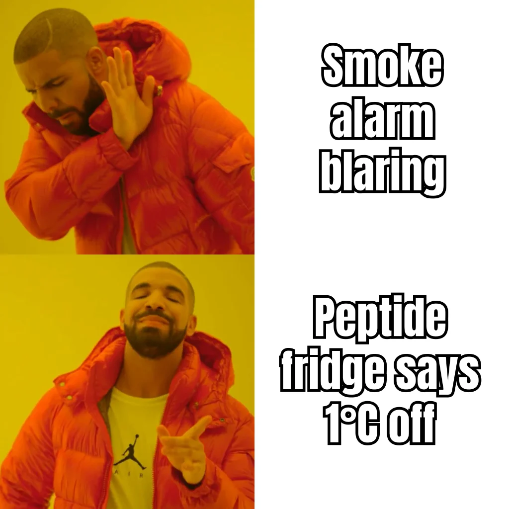 Priorities, Refrigerated — House can burn down, but the vials must stay at 4°C exactly.