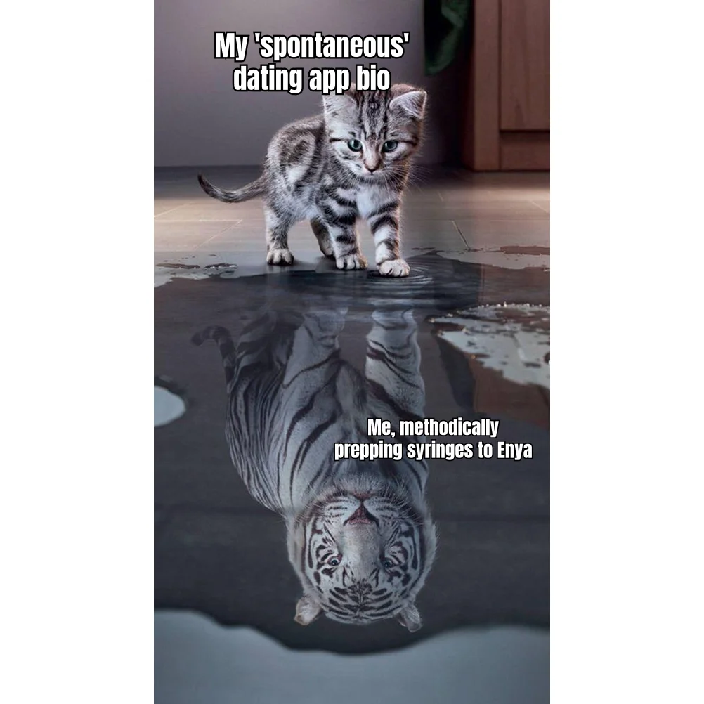 Spontaneous, By Appointment Only — The bio says 'up for anything.' The Sunday ritual is 28 subcutaneous slots, alphabetized, scored by Watermark on loop.
