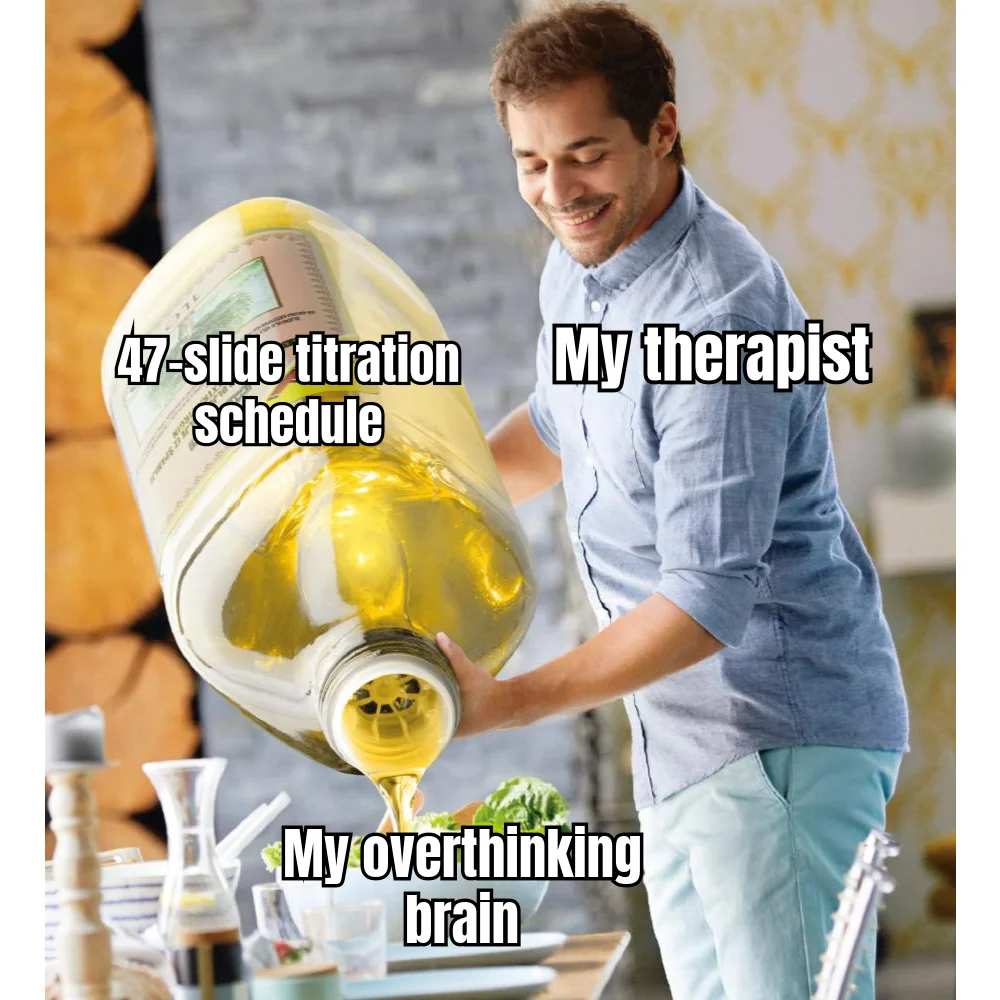 The 47-Slide Titration Deck — Therapist asked an open-ended question; he opened Keynote.
