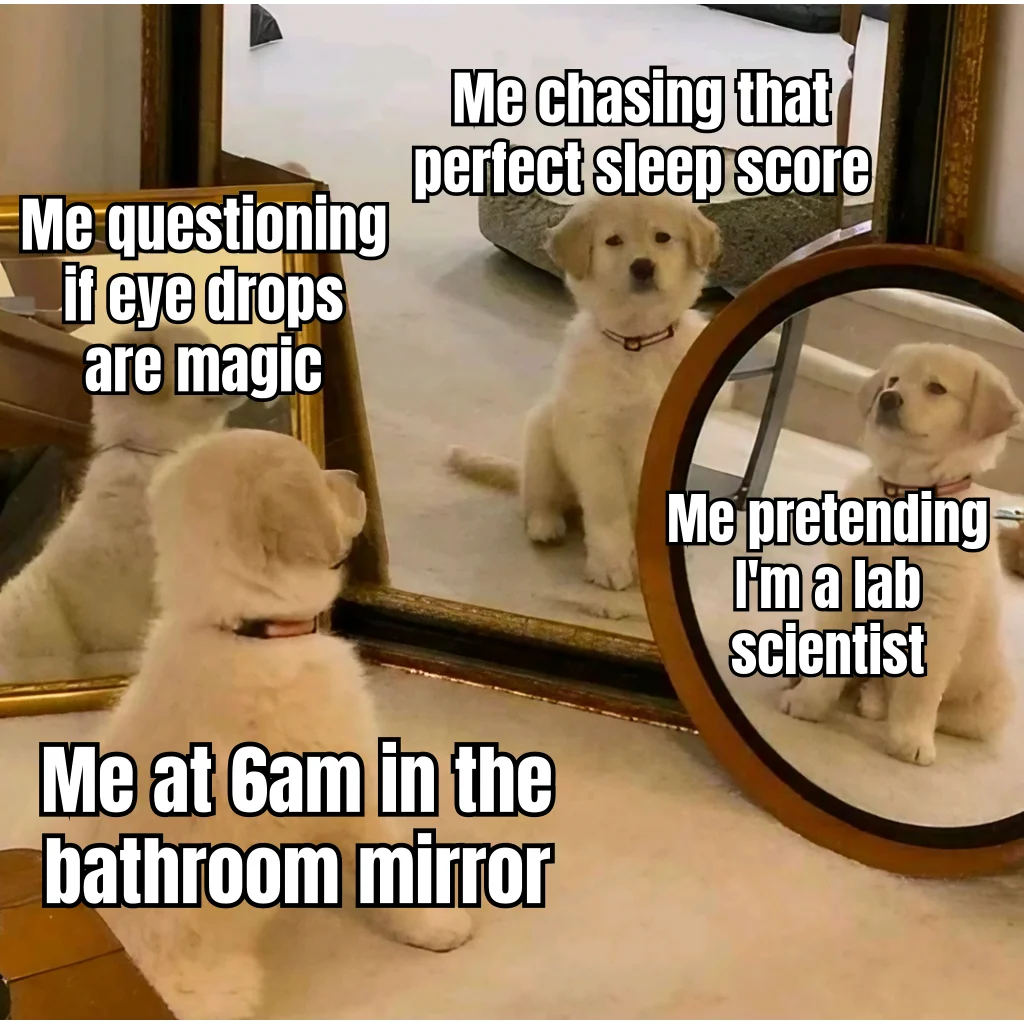 The 6AM Dropper Identity Crisis — Three reflections, one bathroom counter, zero clinical training — the dawn epithalon ritual stares back.