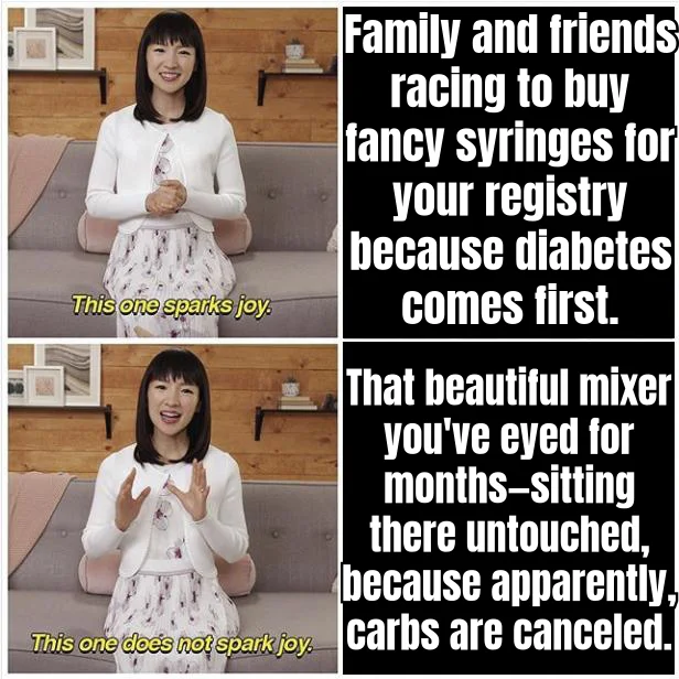 The GLP-1 Wedding Registry — Marie Kondo greenlights the 31G insulin syringes but the KitchenAid gathers dust because the bride is on 2.4mg weekly.