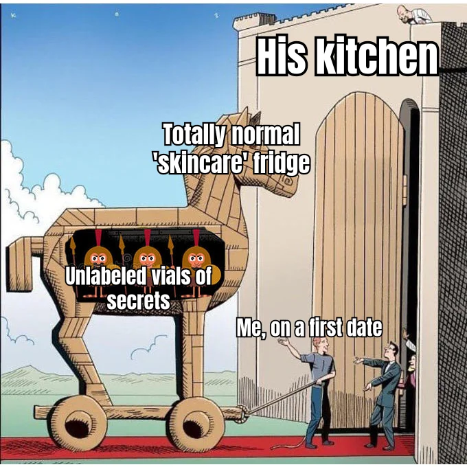 The Skincare Fridge Gambit — He said the mini-fridge was 'mostly skincare.' The bacteriostatic water and 30-gauge insulin syringes suggested otherwise.