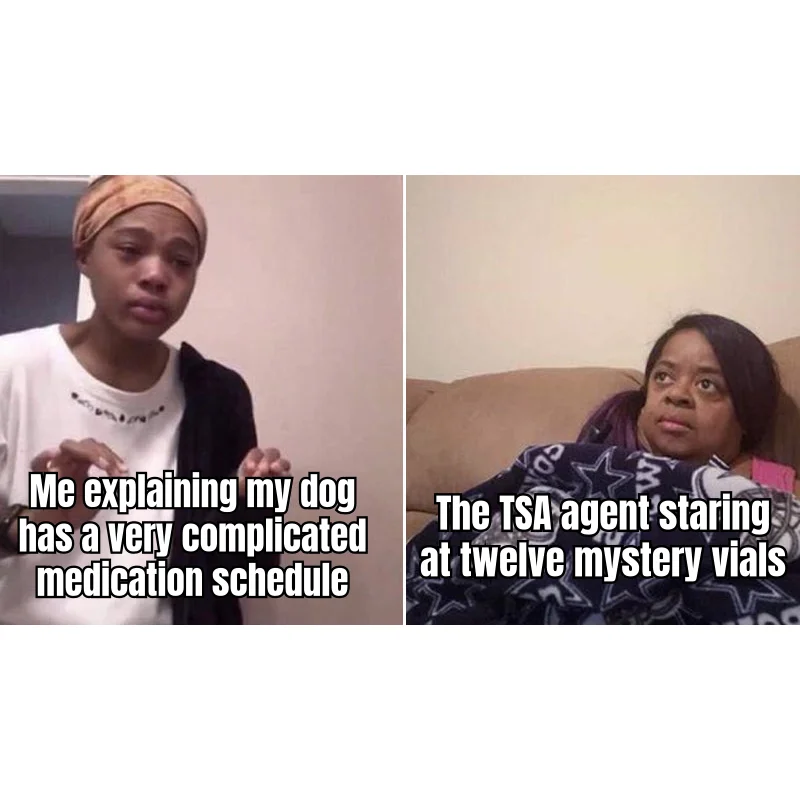 They're For My Dog — The only alibi that stands between your reconstituted stack and a federal secondary screening.